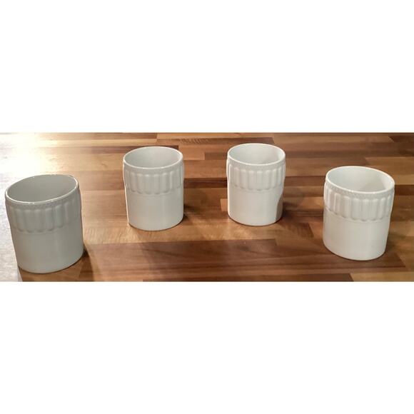 Set Of 4 Pfaltzgraff SPARTA Mug Ceramic White Coffee Cups Embossed Design - Picture 4 of 10